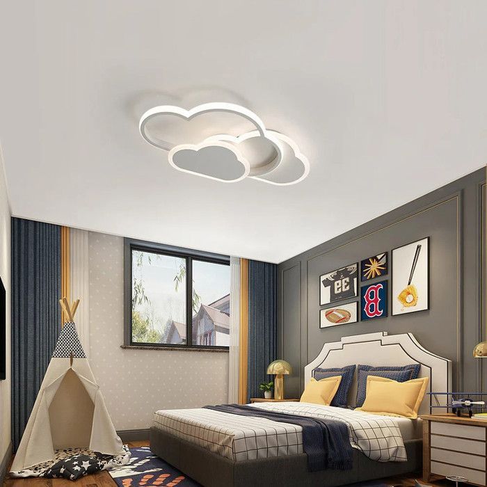 Lámpara de techo LED blanca moderna DELIPOP de 50 W, regulable, con forma de nube y mando a distancia para salón/dormitorio/habitación infantil - Diámetro 42 cm