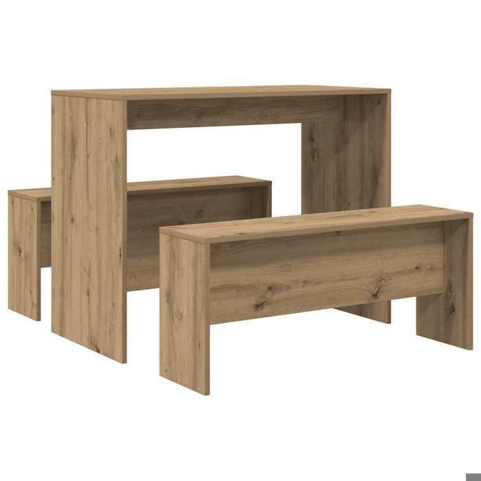 947751& Juego de mesa y banco de comedor de 3 piezas - Madera - Aglomerado - Mesa y sillas de cocina