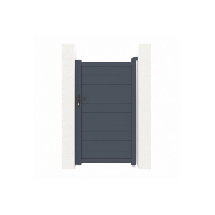 Conjunto de puerta corredera y puerta peatonal - Casanoov - EIGER - 3,5 m de altura (178 cm) / Puerta peatonal de 1 m de altura (178 cm) - Gris antracita - Aluminio