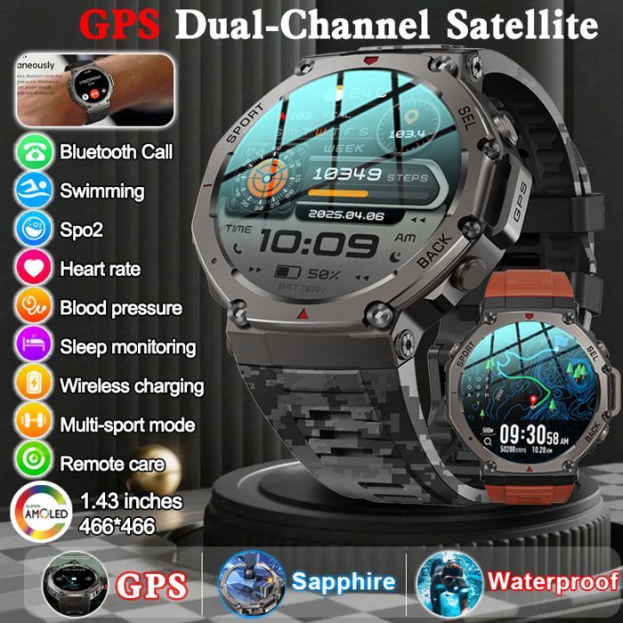 Smartwatch - GATO NEGRO - T-rex 3 Ultra - Built-in GPS - 5ATM Water Resistant - 48mm AMOLED