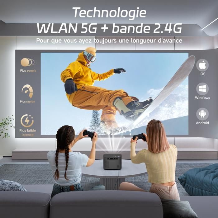 Vidéoprojecteur - ZOOMCAT - Officiel Netflix - Auto Focus Android 13 - Full HD 1080p 35000lm - Support 4K - Projecteur WiFi 6