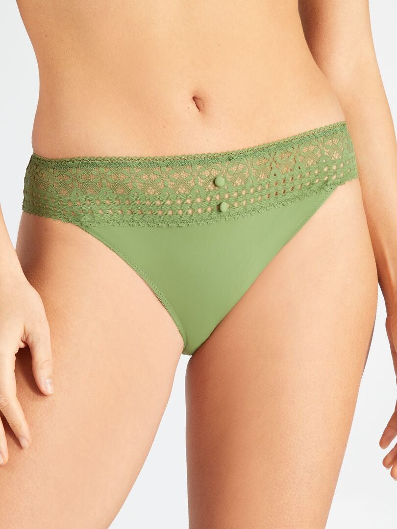 Calcinha de renda e microfibra - VERDE