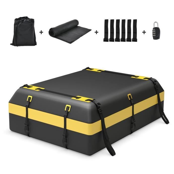 Borsa da tetto DREAMADE, 595 litri, portapacchi impermeabile, box da tetto per auto con 10 cinghie, 6 ganci per portiere e tappetino antiscivolo.