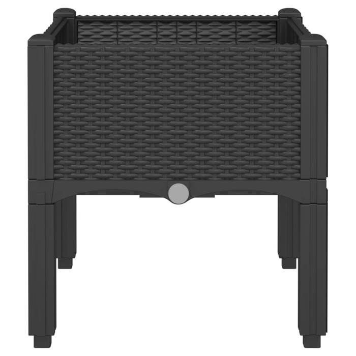 vidaXL Plantenbak met poten, verhoogd plantenbed, bloembak, plantenpot voor tuin, terras, achtertuin, buitengebruik, zwart 367888