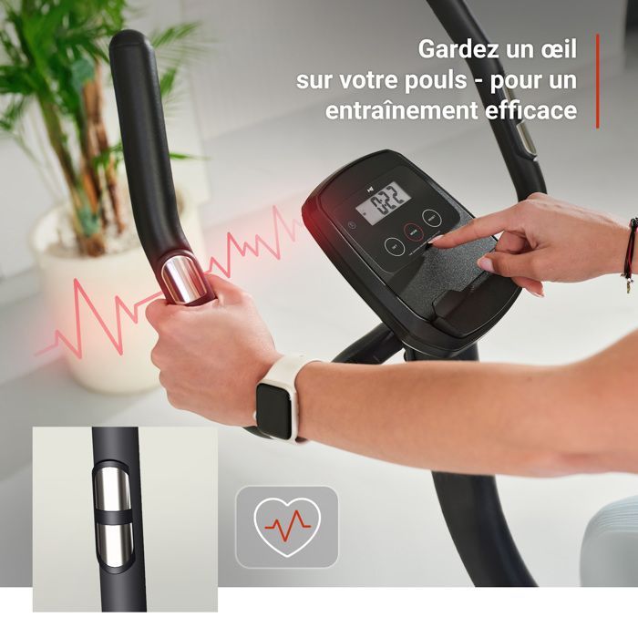Hop-Sport Connected Hometrainer, 8 niveaus magnetische weerstand HS-3000H Nexon, Bluetooth en Kinomap, max. 120 kg, zwart