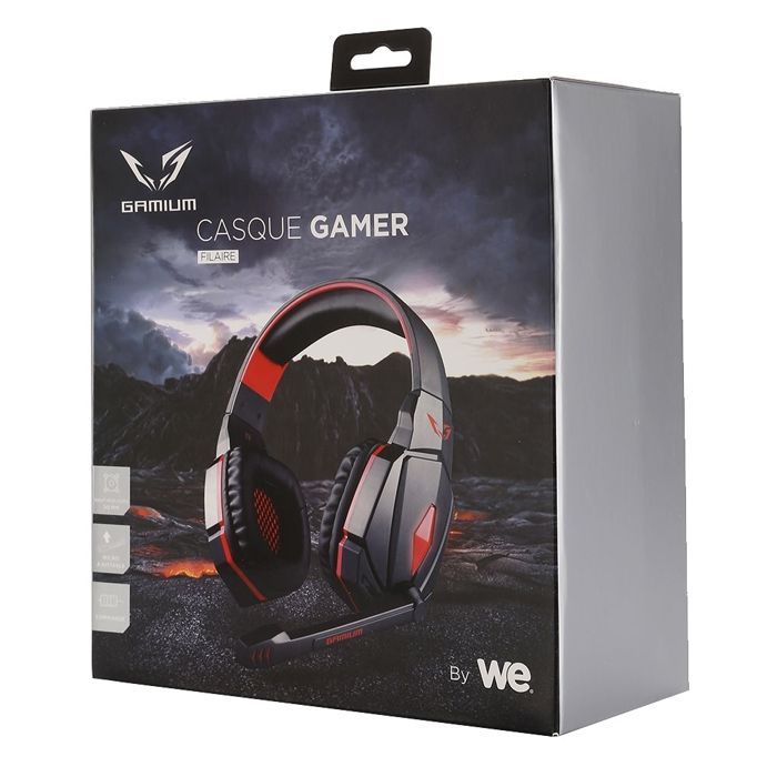 Gaming headset - Gamium - Zwart/Rood - Bedraad - Circumauraal - Omnidirectionele microfoon