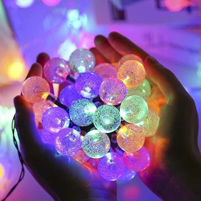 Guirnalda de luces solares impermeables de 6,5 m con 30 LED, 8 modos de iluminación, ideal para exteriores, jardín, patio y fiestas (multicolor).