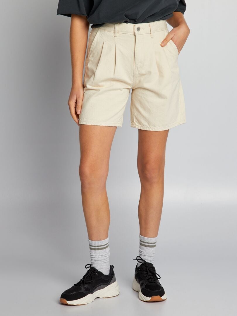 Lange denim shorts - BEIGE
