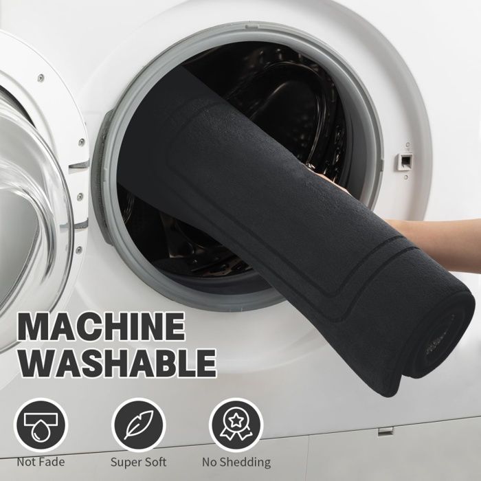 Bathroom mat - Ulisem - Non-slip - Super absorbent - Machine washable - Black 40x60 cm