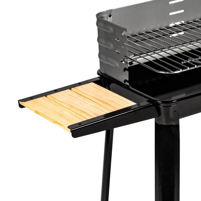 CALABRIA Houtskoolbarbecue - Verchroomd stalen grillrooster - Kookoppervlak: 49 x 28 cm - Zwart