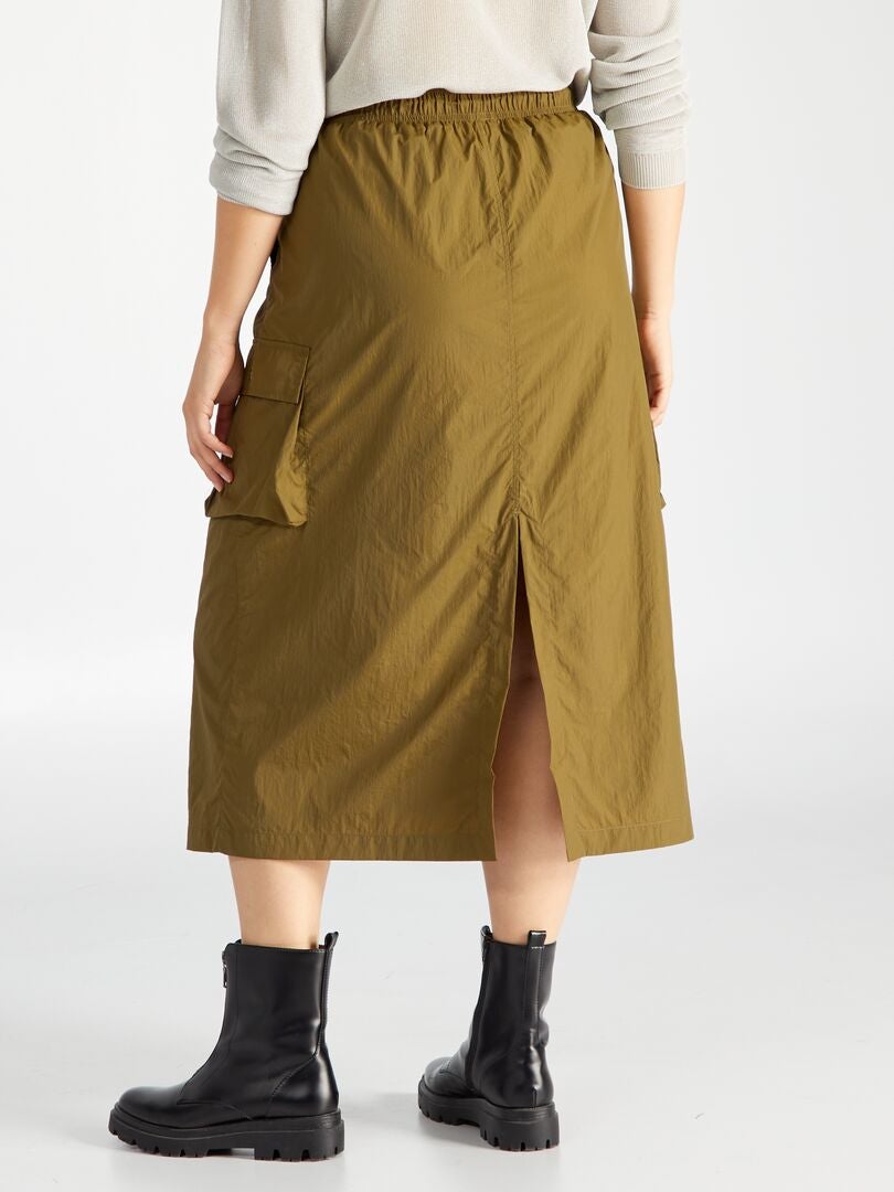 'Only Carmakoma' lange parachute canvas rok - kaki groen