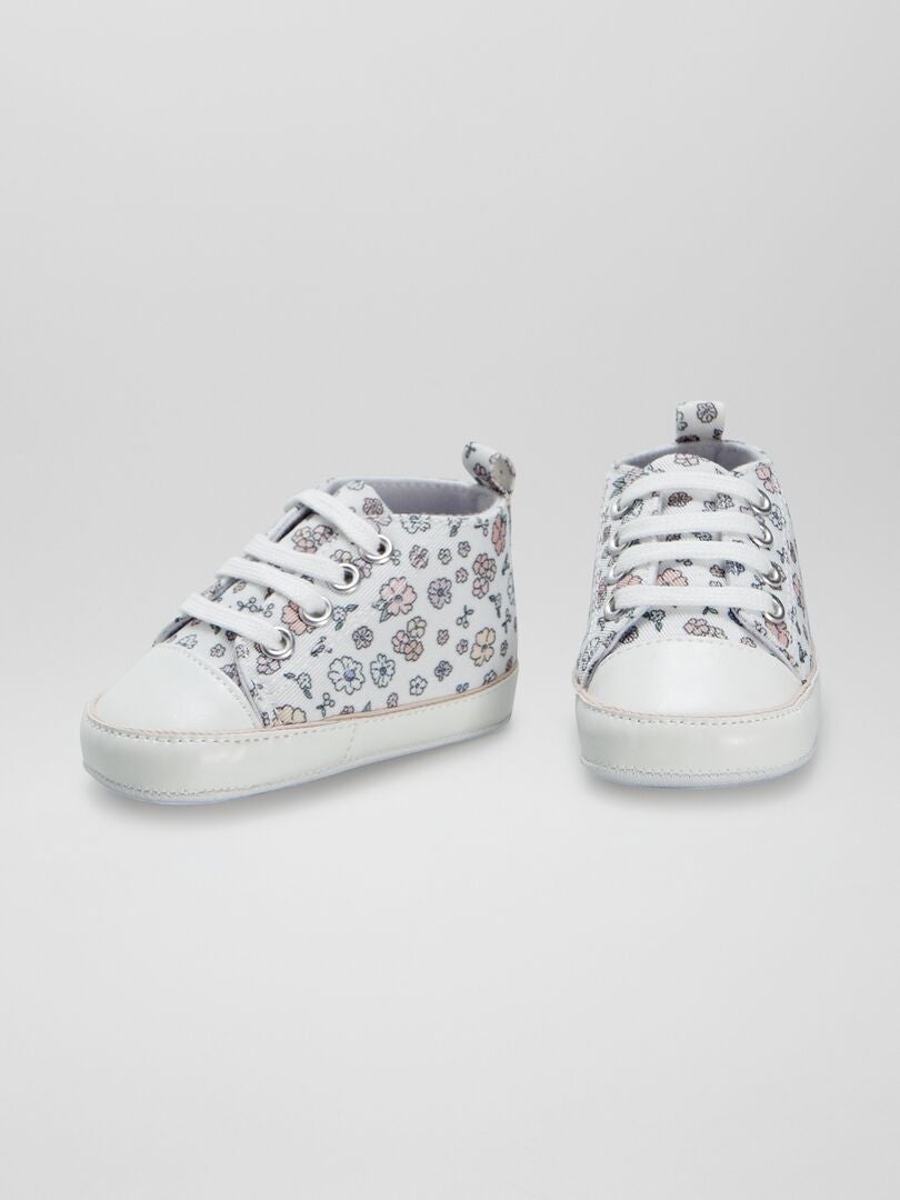 Hoge sneakers van canvas met bloemenprint - BEIGE