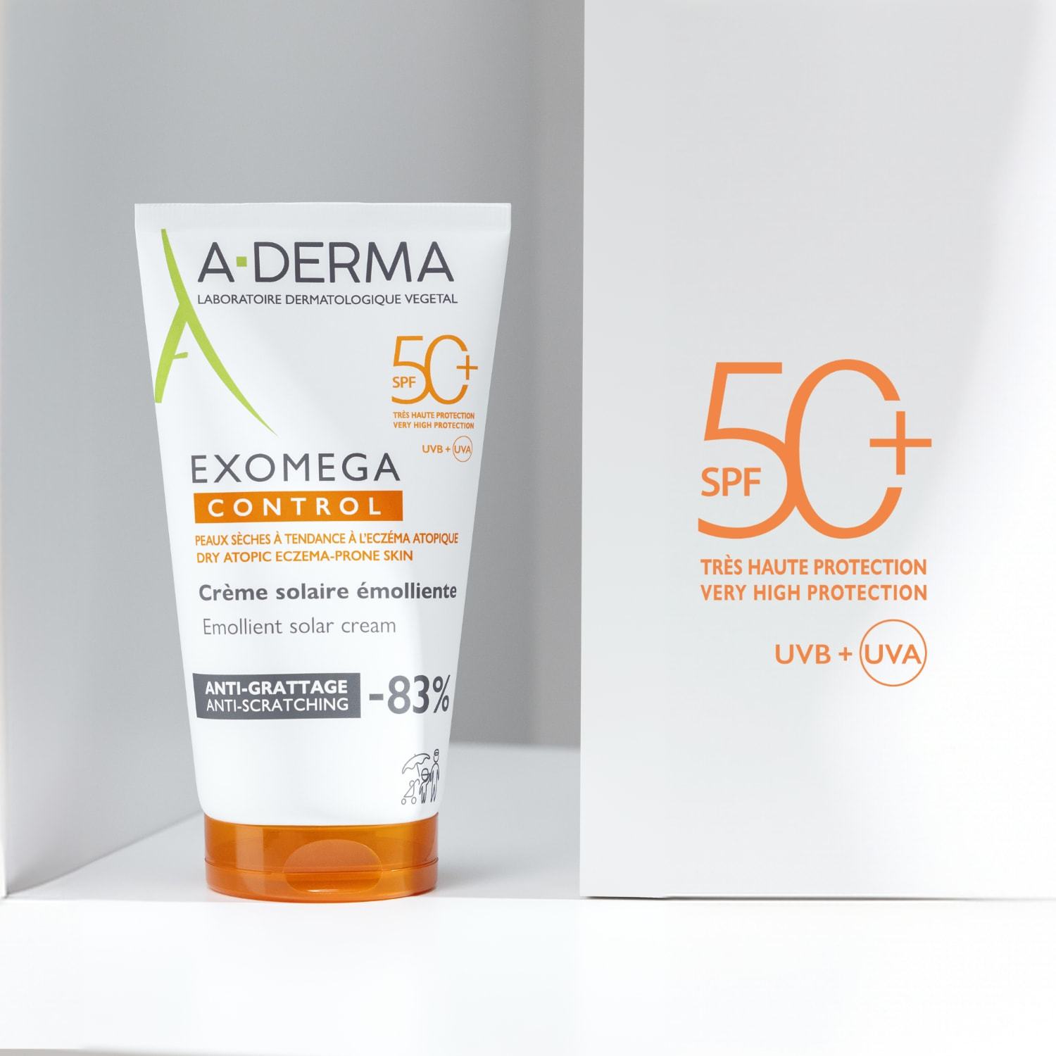 A-DERMA Exomega Control opaľovací krém SPF 50+ - 150 ml