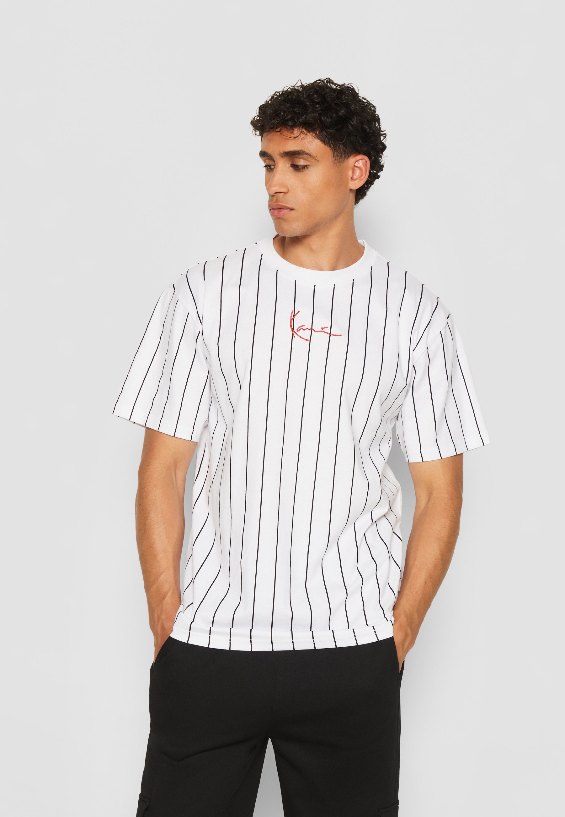 Karl Kani SMALL SIGNATURE PINSTRIPE - Print T-shirt - wit