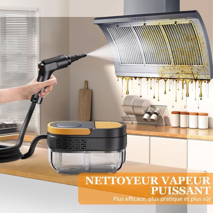 2500W Nettoyeur Vapeur à Main 1600ml - Chauffage de 15s - Haute Pression 3.0 Bar - Vaporisateur Portable avec 12 Accessoires