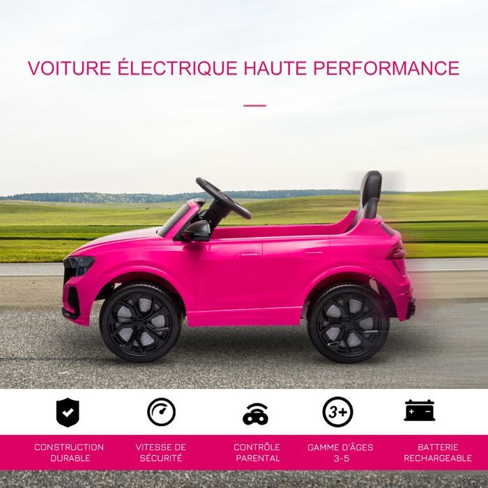Voiture électrique enfants - HOMCOM - sous licence Audi RS Q8 - avec télécommande, Bluetooth, pour enfants de 3-5 ans - rose