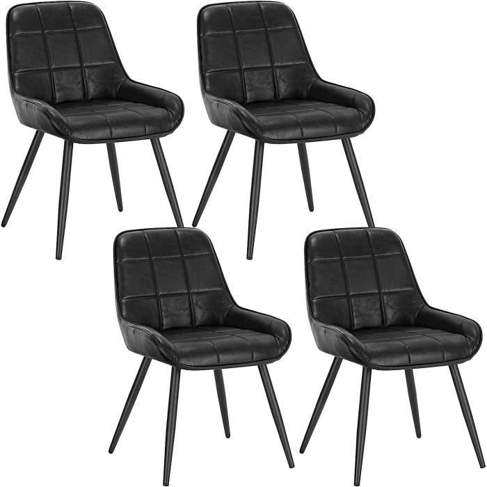 WOLTU Lot de 4 Chaises de Salle à Manger, Chaises Scandinaves en Simili Cuir, Chaise de réception, Noir W0ATT0025-4
