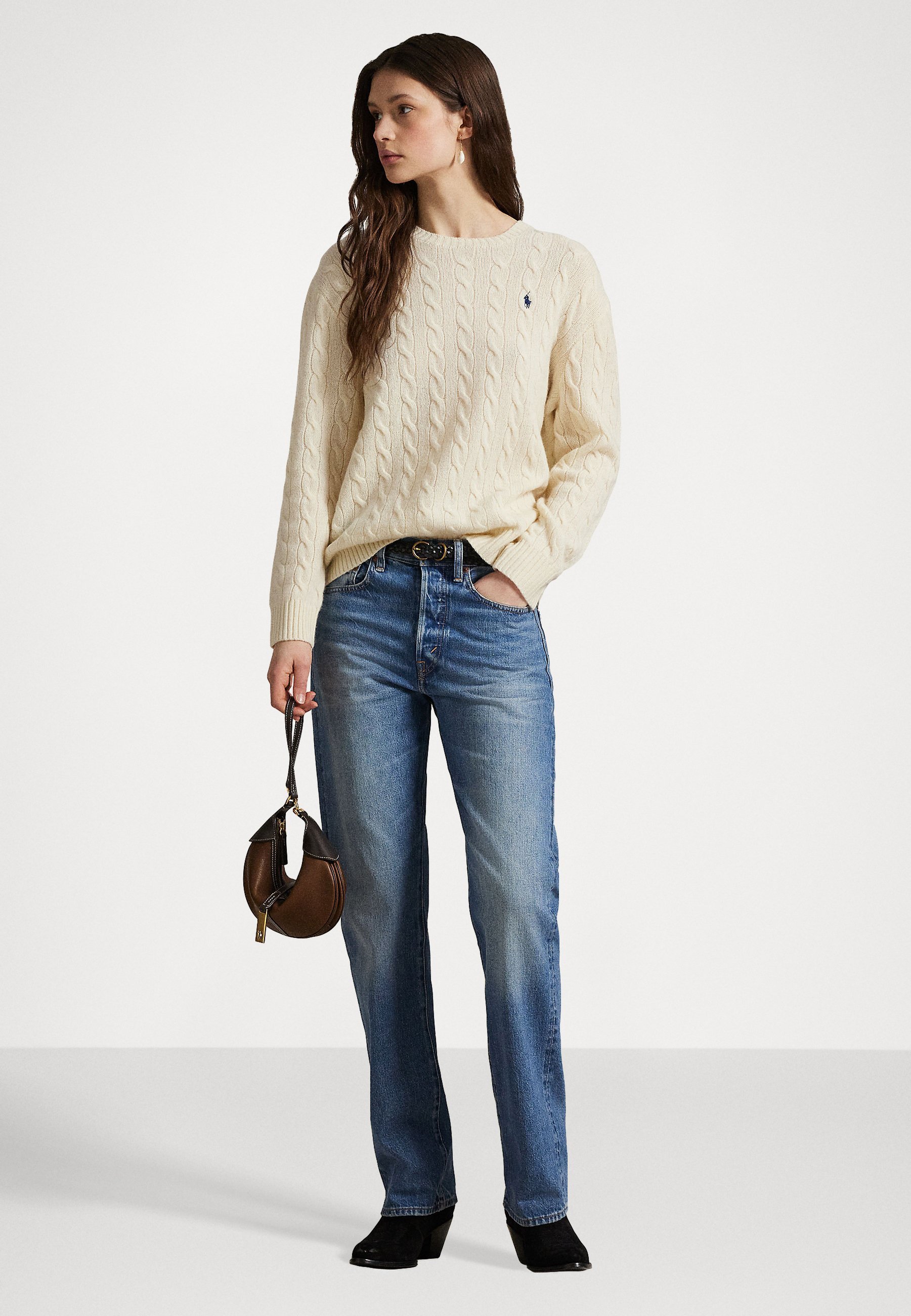 Polo Ralph Lauren CABLE WOOL CASHMERE CREWNECK SWEATER - Trui - authentiek crème