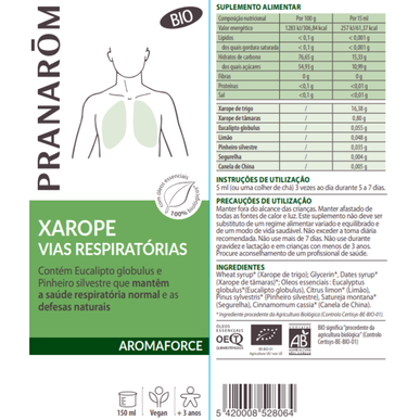 Pranarôm Aromaforce Respirační sirup pro zdraví dýchacích cest a přirozenou obranyschopnost 150 ml