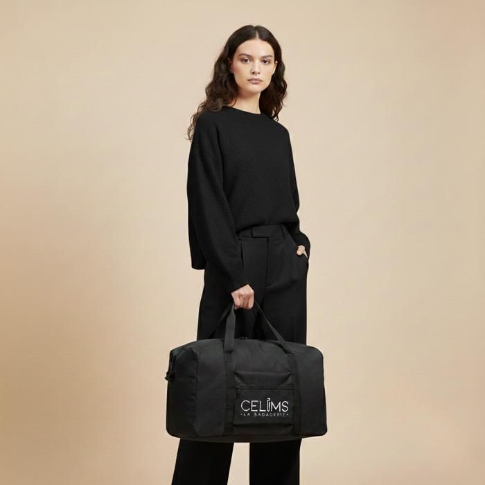 Sac Pliable de Voyage 40x30x20 cm CELIMS | Multifonctions | Bagage à Main pour Voyages  | Noir