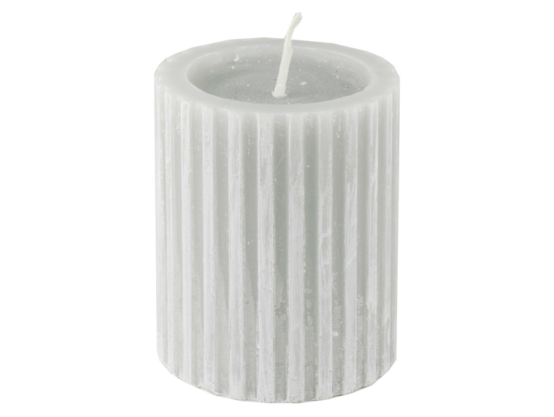 Świeca pieńkowa ryflowana Modern 10 cm szara