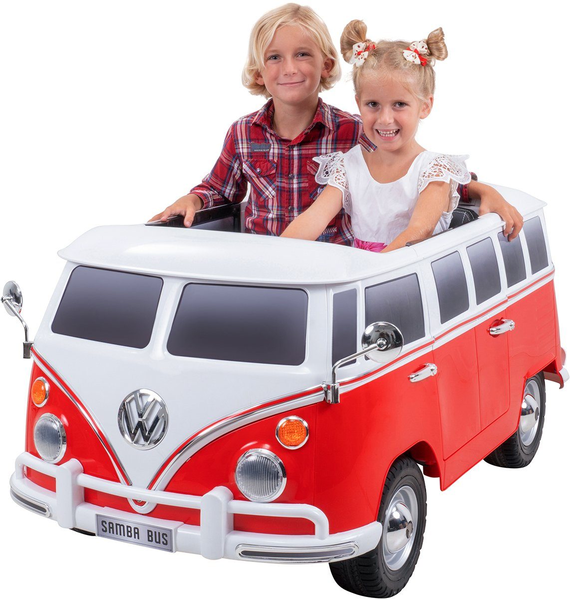 Actionbikes Motors elektrisches Kinderauto VW Bus Bulli T1, Tragfähigkeit 40 kg, (2 Stück), EVA-Vollgummireifen – VW Bulli – ab 3 Jahren. Elektrisches Kinderauto