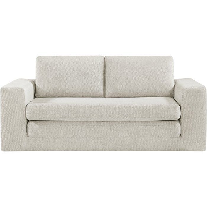 Sofá cama convertible de 3 plazas - BERTILLE - Tejido color crema beige - 200 x 98 x 90 cm