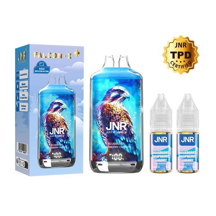 JNR - Kit Mirtilo, Framboesa e Cereja 28000 puffs 2X10ml - Falcon-X +