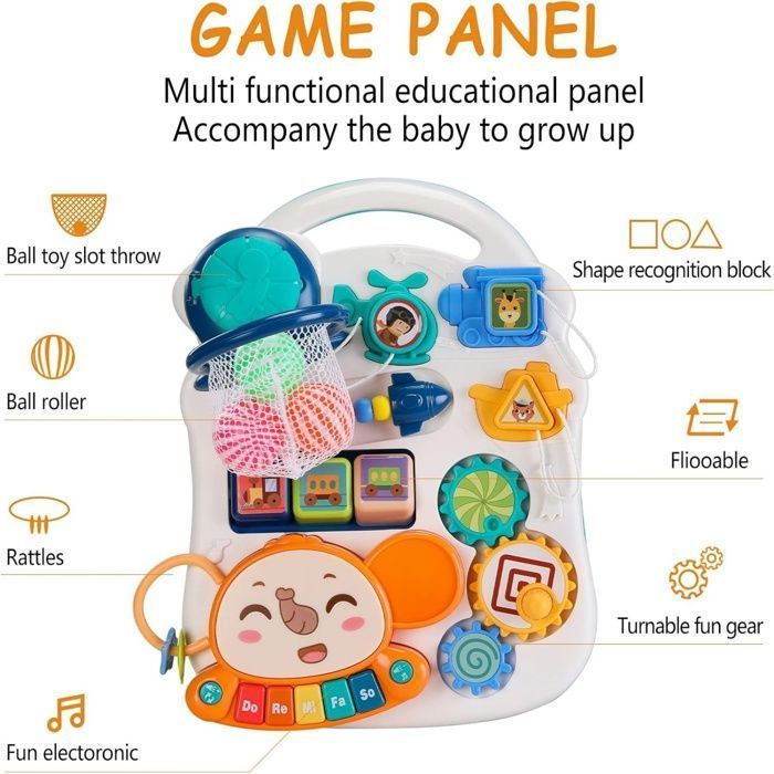 2-in-1 Baby-Lauflernhilfe und Aktivitätstisch, Lauflernhilfe mit abnehmbaren multifunktionalen Aktivitätszentren, Musikspielzeug