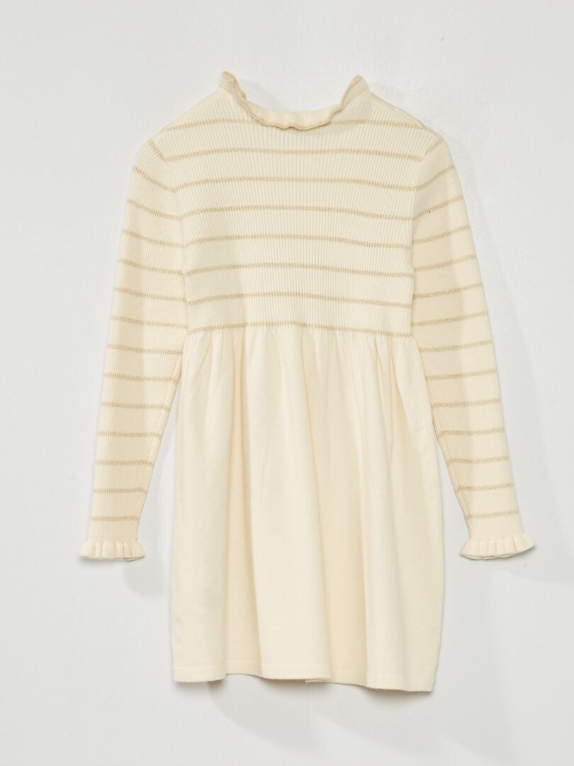 Maxi gestreepte trui - BEIGE