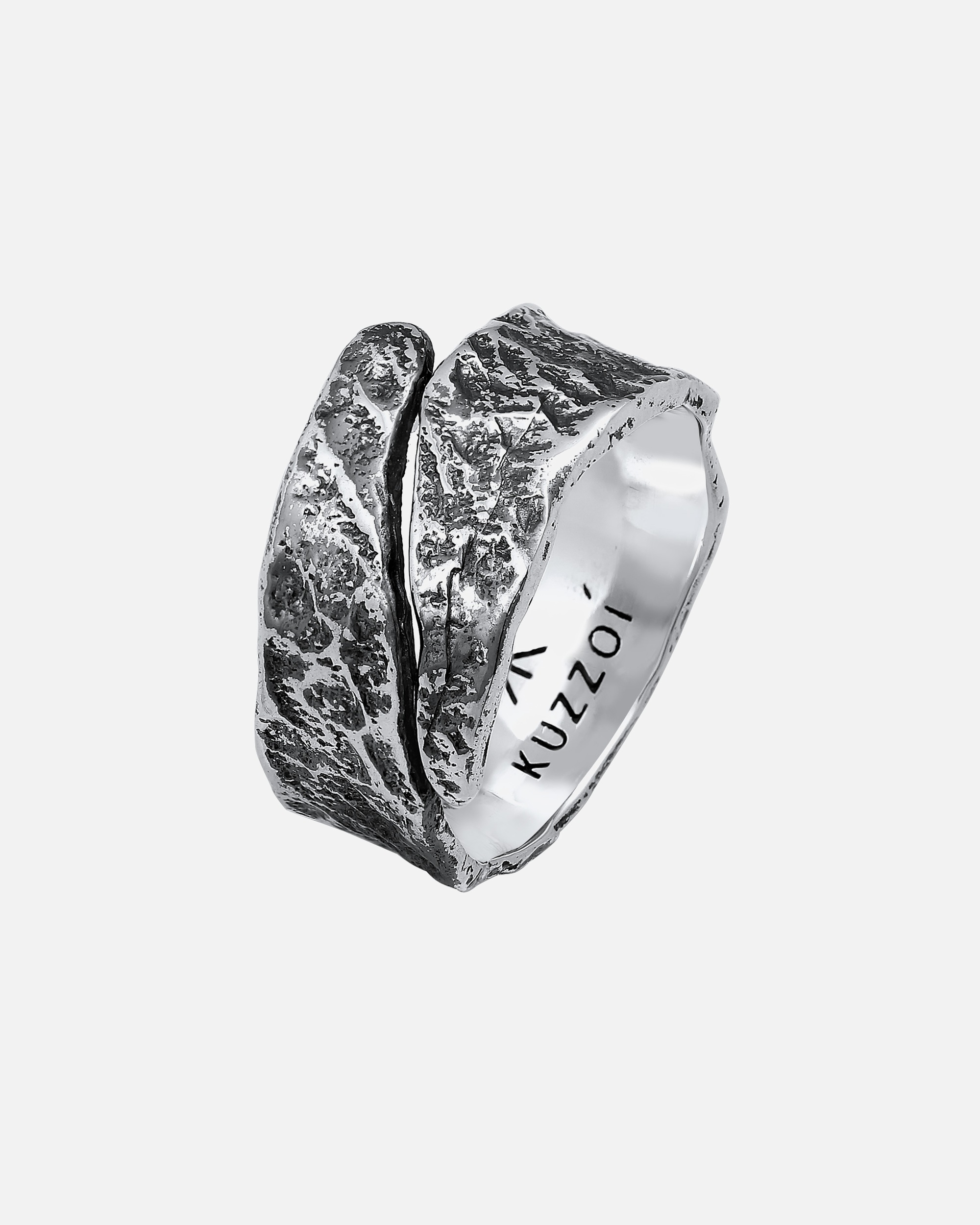 KUZZOI Bague pour homme Structure usagée d'aspect oxydé en argent sterling 925