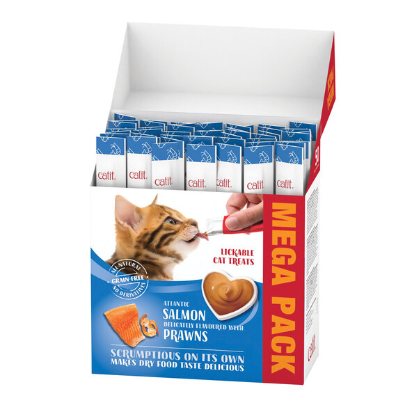 Kattesnack Cremet laks og rejer, 50 stk.