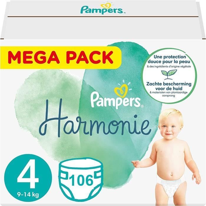 PAMPERS HARMONIE TAILLE 4 106 COUCHES (9-14 KG)