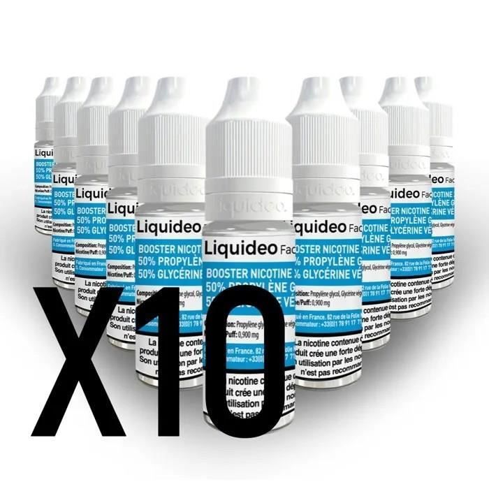 Lot de 10 Booster nicotine Liquideo - 10ml - 20mg - 50% PG 50% VG