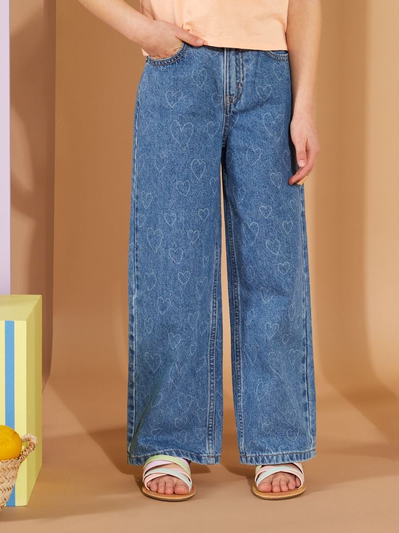 Spijkerbroek met wijde pijpen - BLAUW