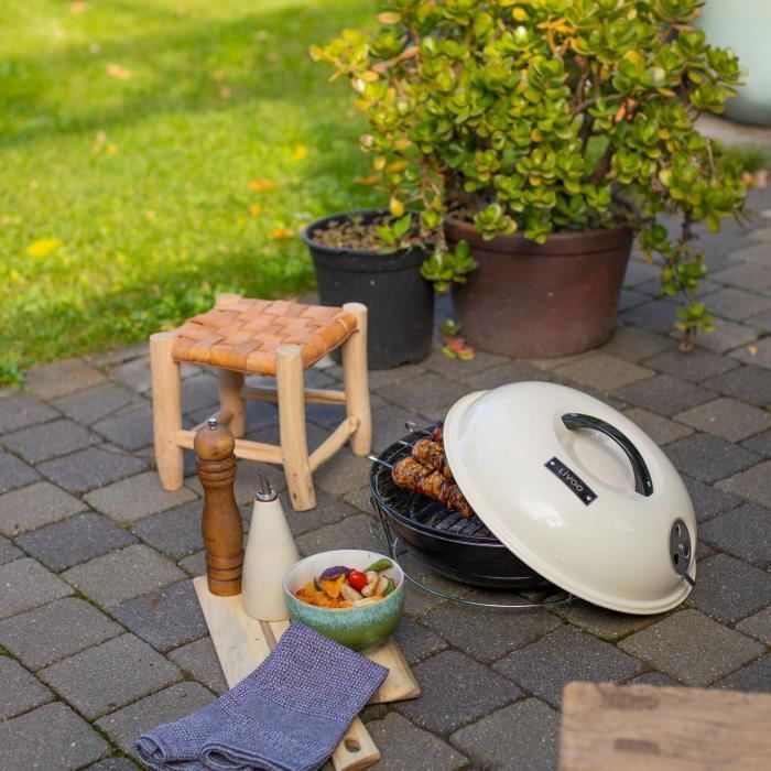 Barbacoa portátil de carbón - LIVOO - DOC301 - ø34 cm - Parrilla cromada - Altura 18 cm - Asas - Cierres de seguridad