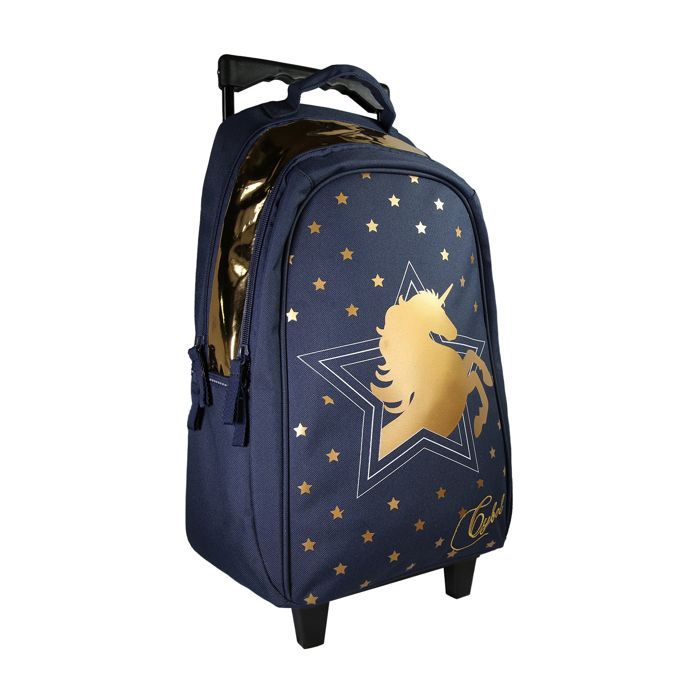 Bagtrotter - Cybel - Sac à Dos Scolaire - Sac à Dos à Roulettes -  Marine - 2 Compartiments Zippés - 1 Poche Bouteille -...