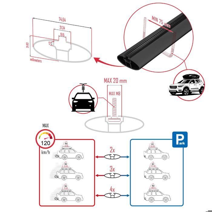 Kompatibel mit Hyundai Tucson 4 (NX4) 2022-2026 ACE-2 Dachgepäckträger, Reling, Gepäckträger, schwarzes Aluminium, 2 Stangen
