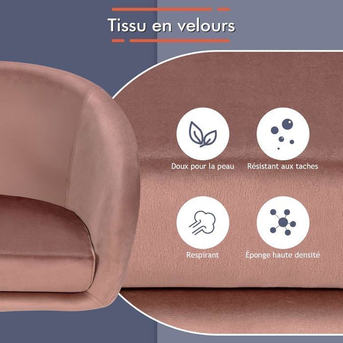 Sillón de tocador GOPLUS de terciopelo - Altura del asiento ajustable de 47 a 60 cm - Giro de 360° - Capacidad de carga de 120 kg - Rosa