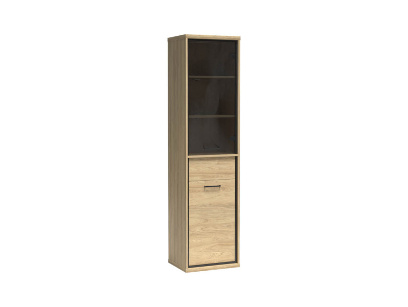 Witryna Wąska MILAN 49 cm Natural Hikora Gładki Front Szuflada Nowoczesna