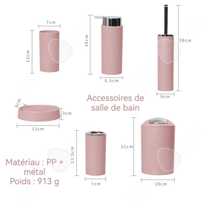 Accesorios de baño C 6 piezas Cubo de basura con tapa galvanizada Soporte para cepillo de dientes y juego de inodoro Fácil de