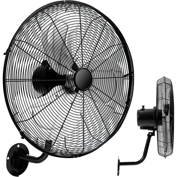 RELAX4LIFE Ventilateur Mural 120W | Dia.20 Pouces (55CM) | 3 Vitesses | Ventilateur Industriel | Angle d'Oscillation Réglable |