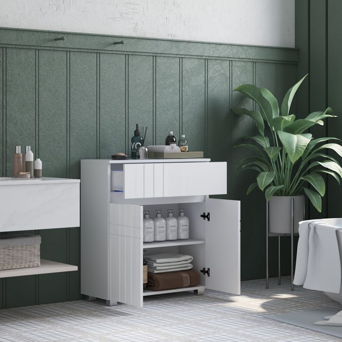 Meuble de rangement pour salle de bain kleankin Panneau de particules 60x30x80cm Blanc