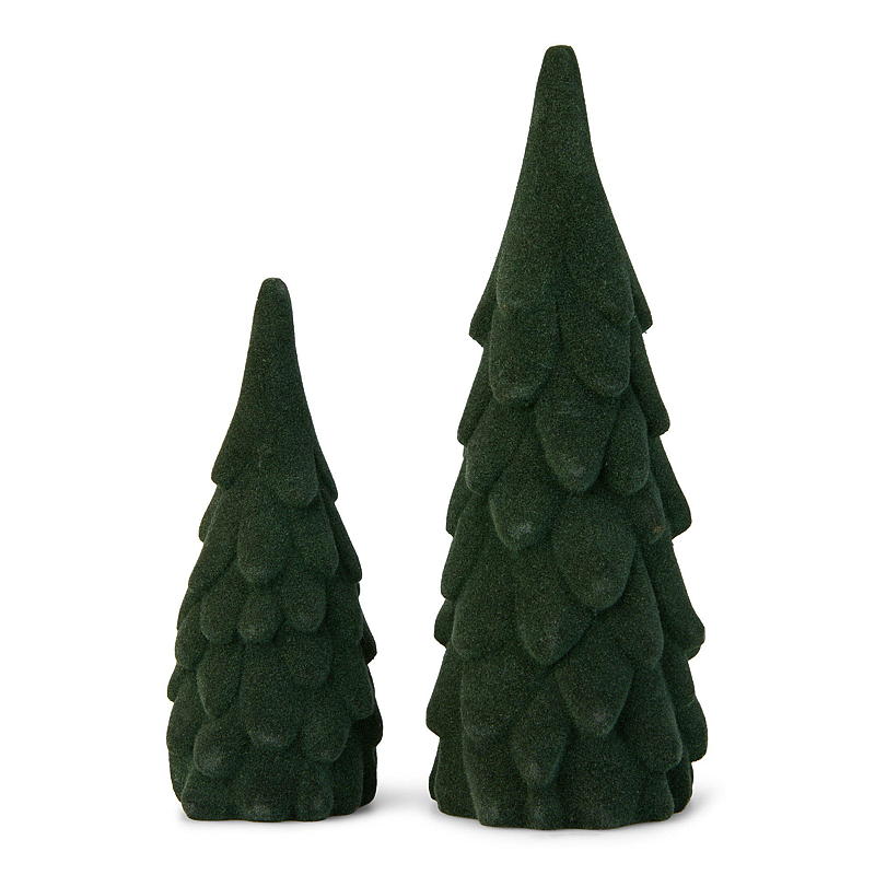 Hjem Dekorative træer 2-pak 23/16 cm velour grøn