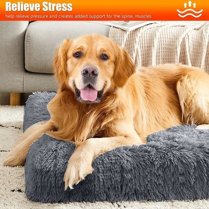 Abnehmbares Hundekissen 100 x 60 x 10 cm – Waschbare Memory-Schaum-Matte – Dunkelgraues Hundebett mit rutschfester Unterseite