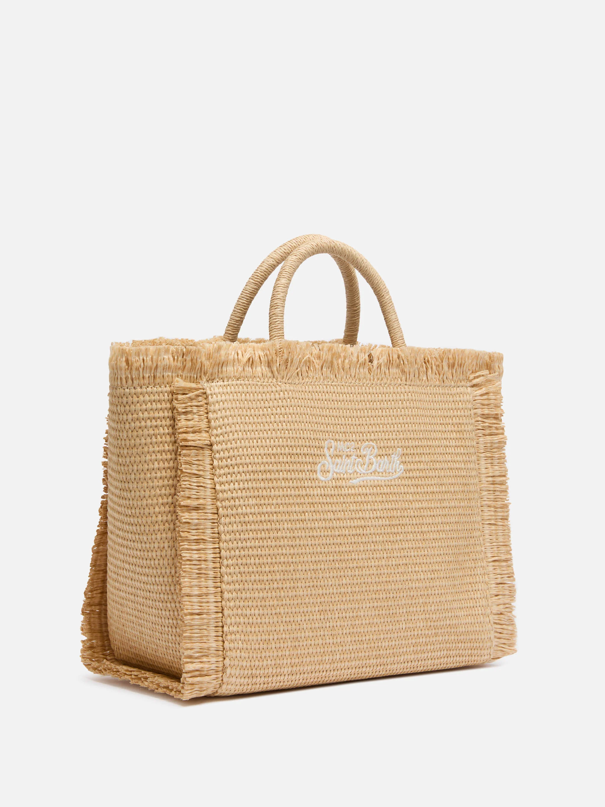 Colette tas met stro-effect en geborduurd logo