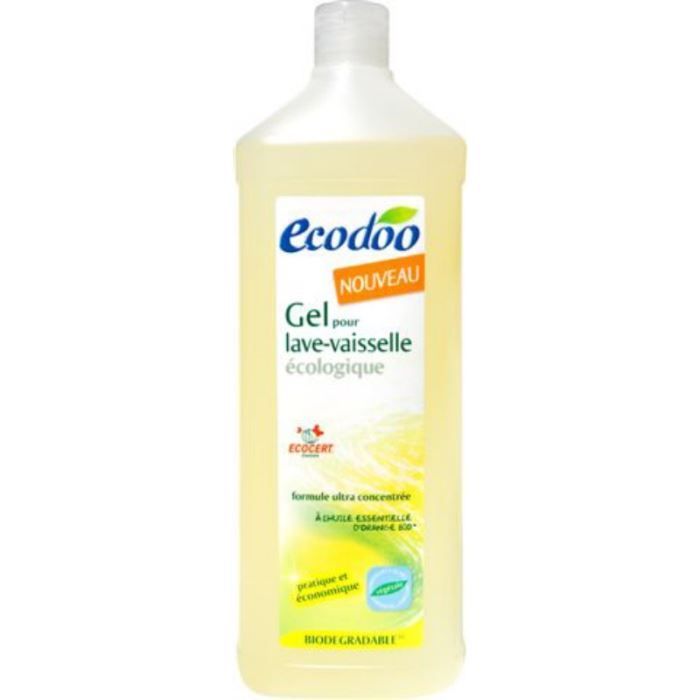 Gel lavavajillas ecológico y orgánico, aroma a naranja, 1 litro.