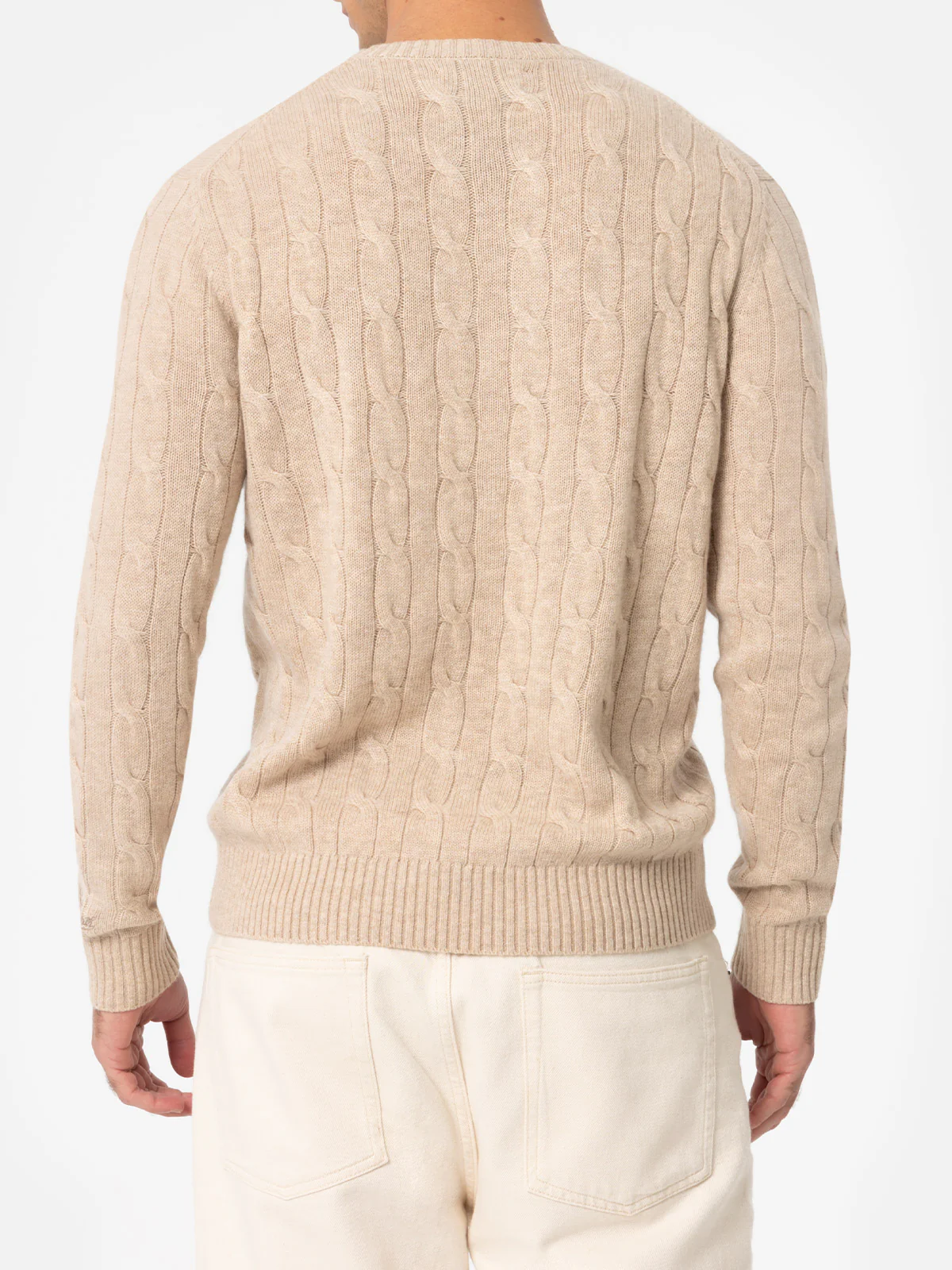 Regent herentrui met ronde hals, beige van kasjmierblend