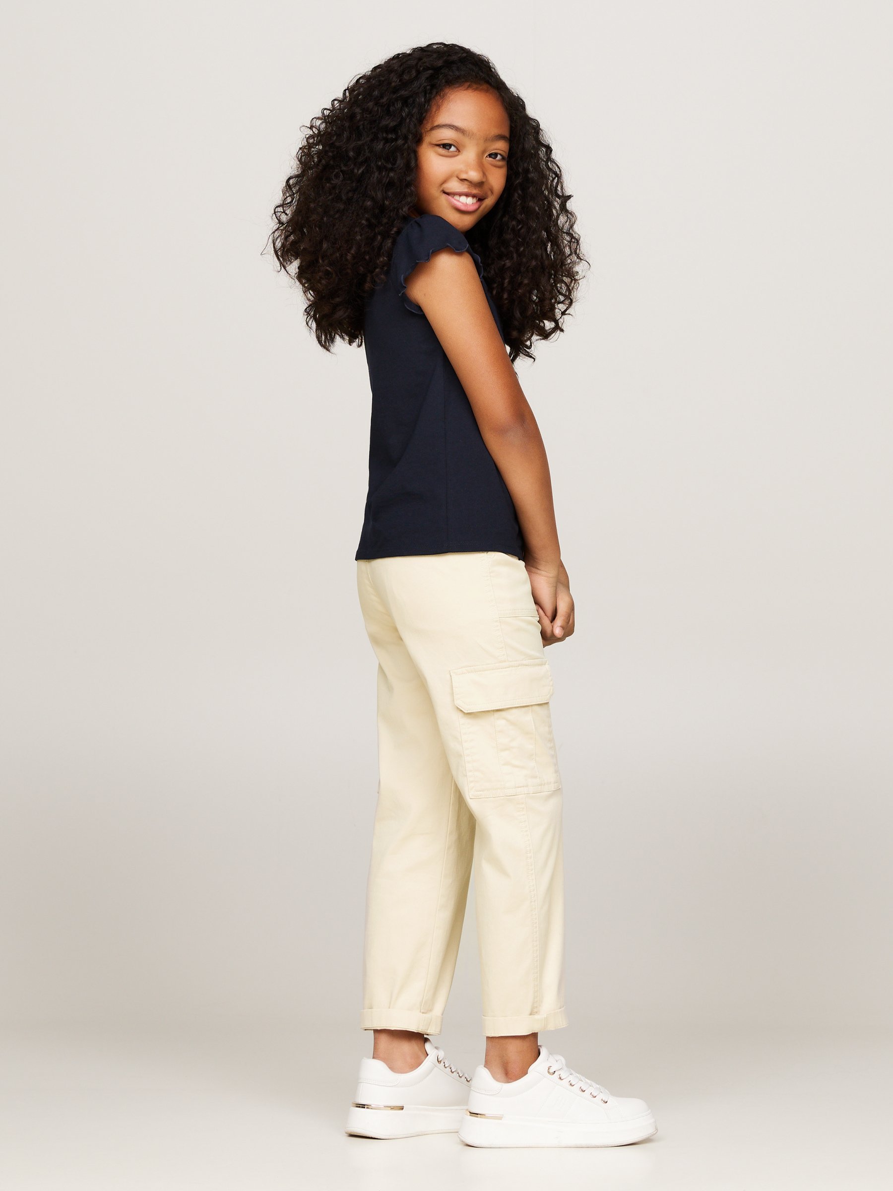 Tommy Hilfiger ESSENTIAL RUFFLE SLEEVE - Basic T-shirt - desert sky