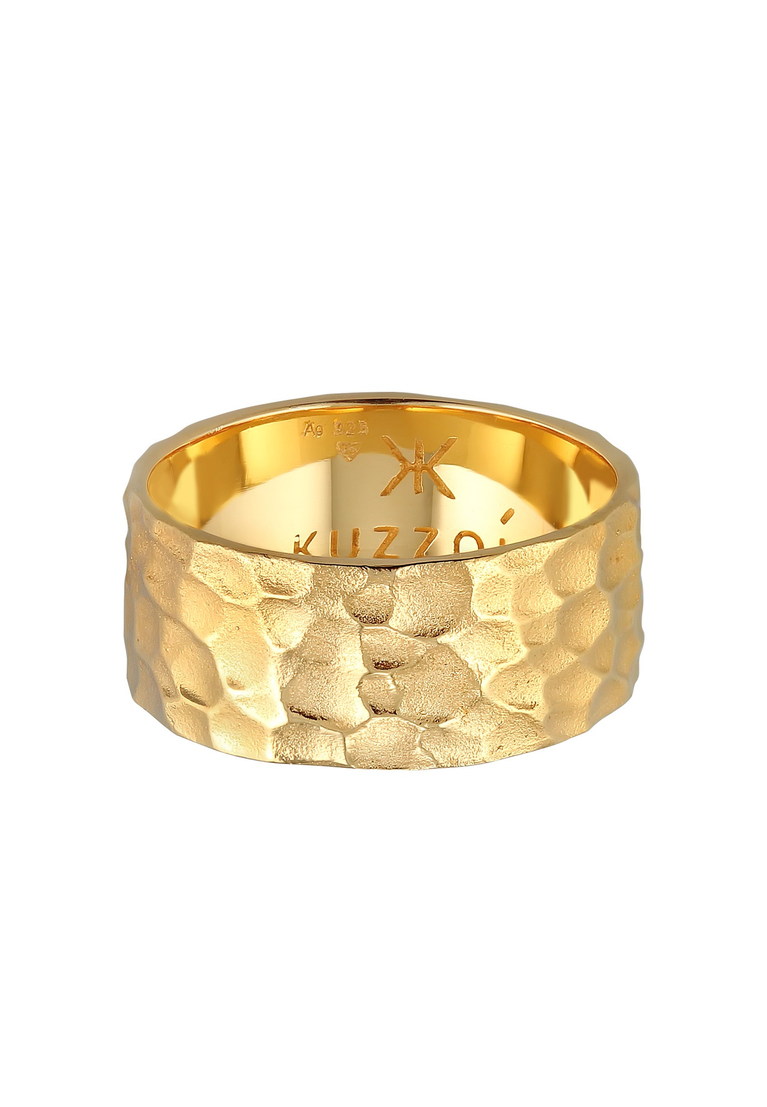 KUZZOI Bague pour homme en argent sterling 925, martelée et massive.